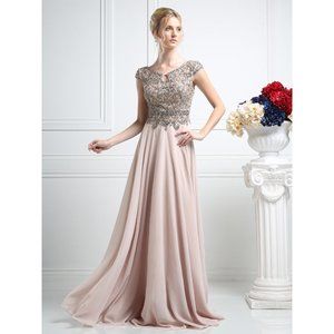 New Beaded Long Chiffon Evening Party Formal Mother of Bride Prom Gown Dress